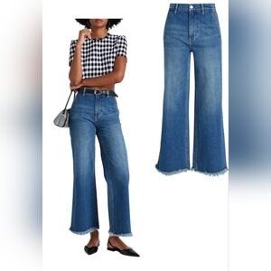 NWT $350 Alice + Olivia Emory High Rise Wide Leg Jeans Blue 28 Cropped